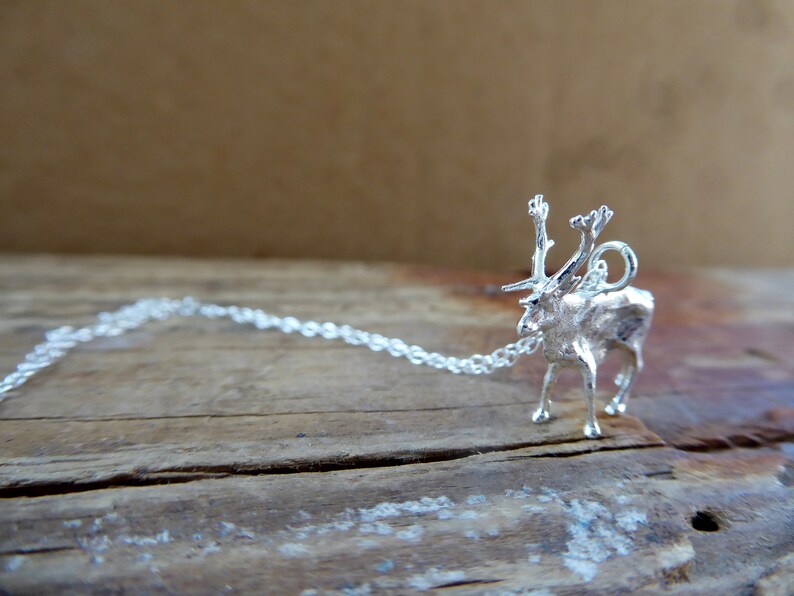 Reindeer Necklace Moose Pendant Sterling Silver Christmas image 7