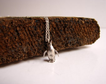 Penguin Necklace, Animal Charm, Cute Silver Necklace, Girlfriend Gift