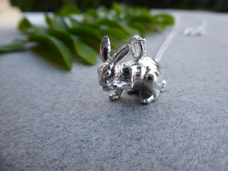 Silver Bunny Necklace Bunny Jewelry Easter Gift Animal image 9
