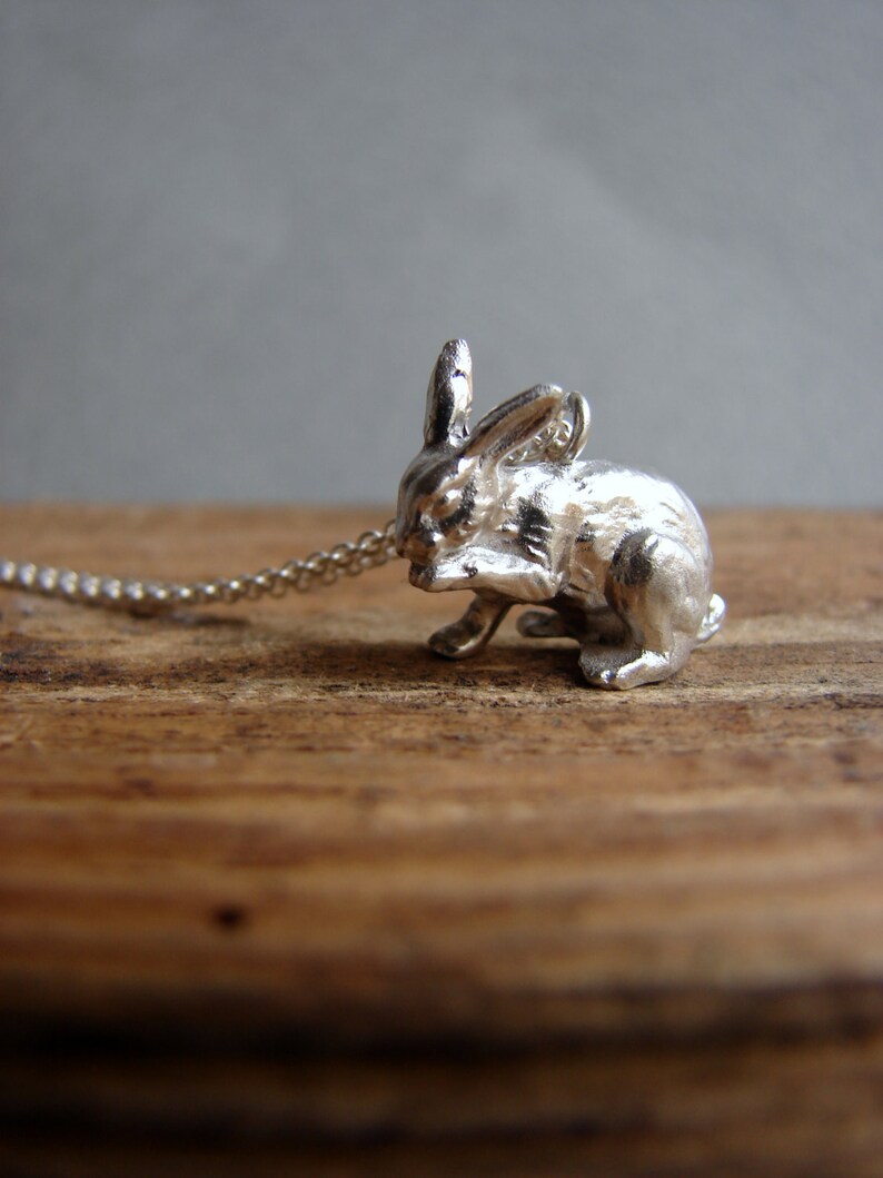 Silver Bunny Necklace Bunny Jewelry Easter Gift Animal image 1