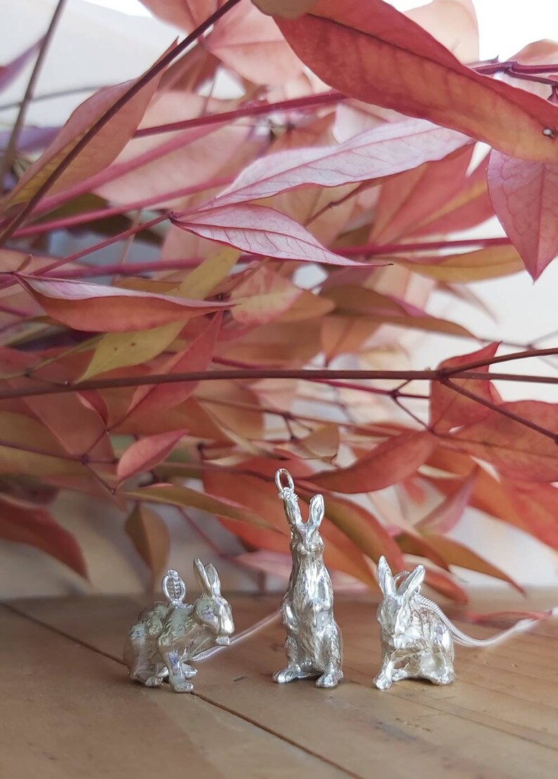 Silver Bunny Necklace Bunny Jewelry Easter Gift Animal image 10