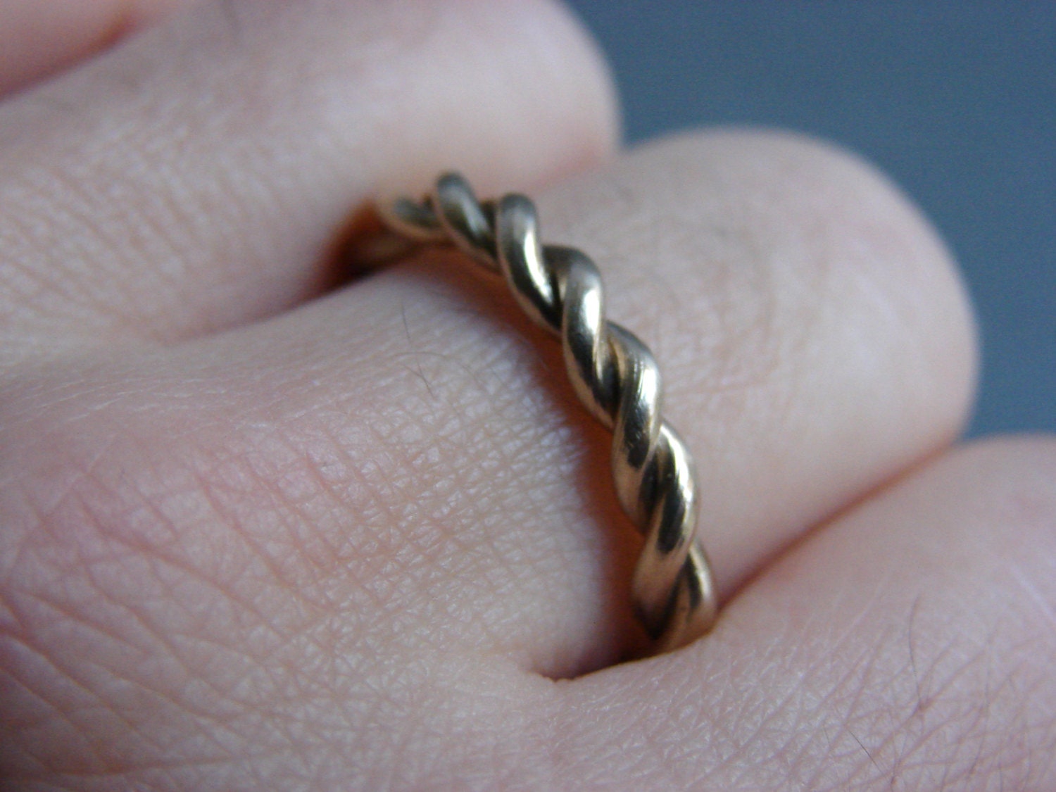 14k Solid Gold Twisted Ring Unisex Ring Wedding Band Men Etsy
