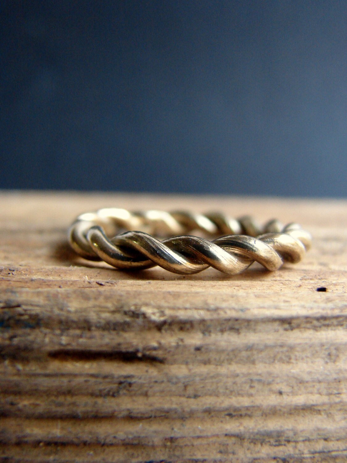 14k Solid Gold Twisted Ring Unisex Ring Wedding Band Men Etsy