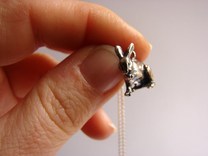 Silver Bunny Necklace Bunny Jewelry Easter Gift Animal image 5