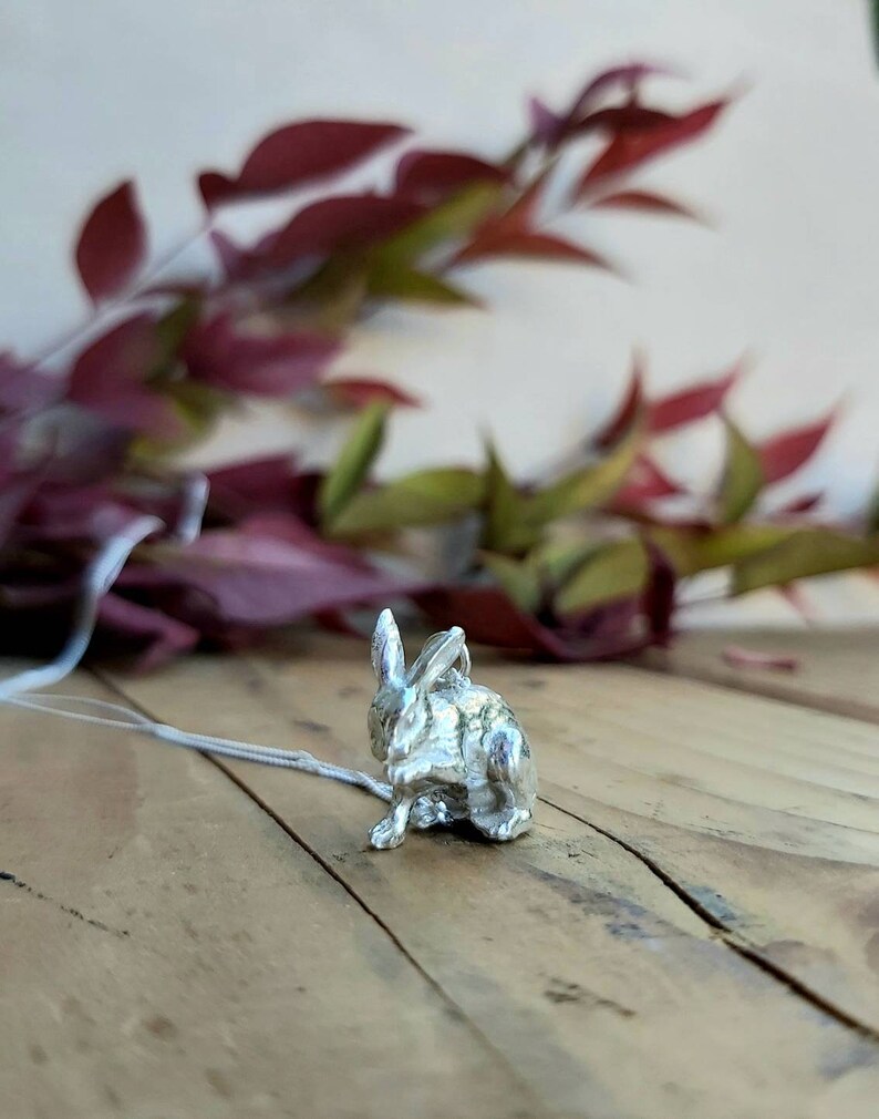 Silver Bunny Necklace Bunny Jewelry Easter Gift Animal image 2