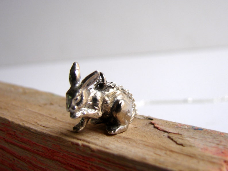 Silver Bunny Necklace Bunny Jewelry Easter Gift Animal image 4