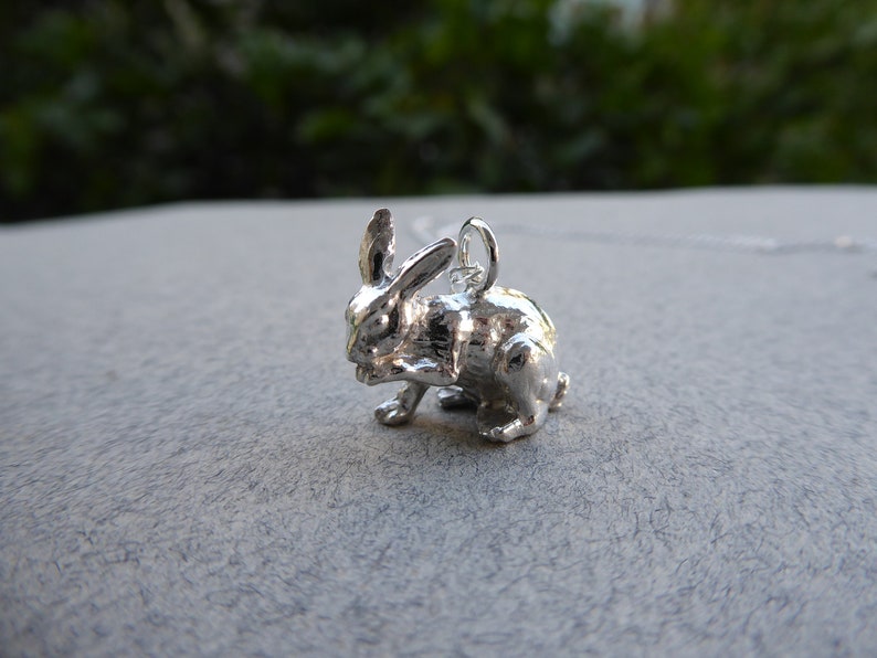Silver Bunny Necklace Bunny Jewelry Easter Gift Animal image 8
