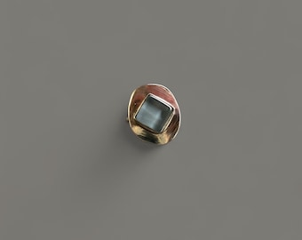 Anello in argento sterling con vetro – Dichiarazione minimalista moderna / Anello artigianale / Gioiello scultoreo in argento
