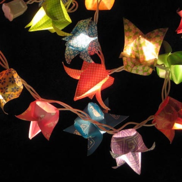 Origami patterned Tulips lantern string light