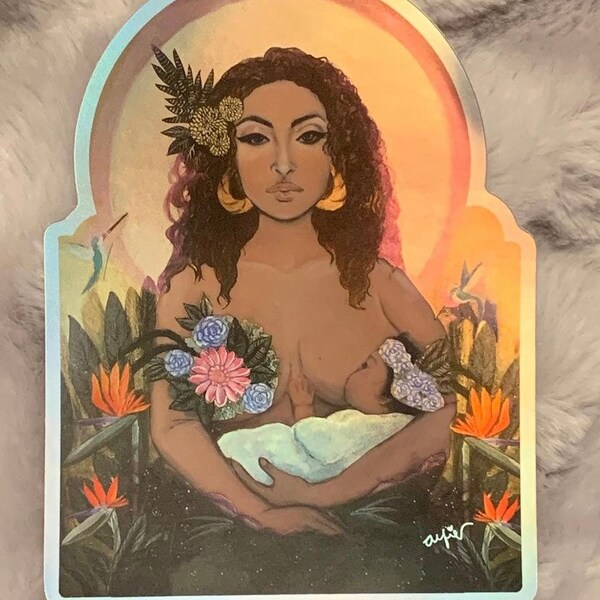 Leona pintura vaporwave holograma gran vinilo pegatina