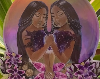 Holografischer großer Aufkleber Zwilling Mond Schwesterschaft