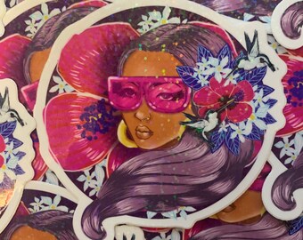 Sampaguita Jasmine süße Mädchen Rose Brille Glitzer Vinyl Aufkleber