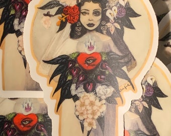 Dia De Los Muertos Bride Glow In The Dark Sticker