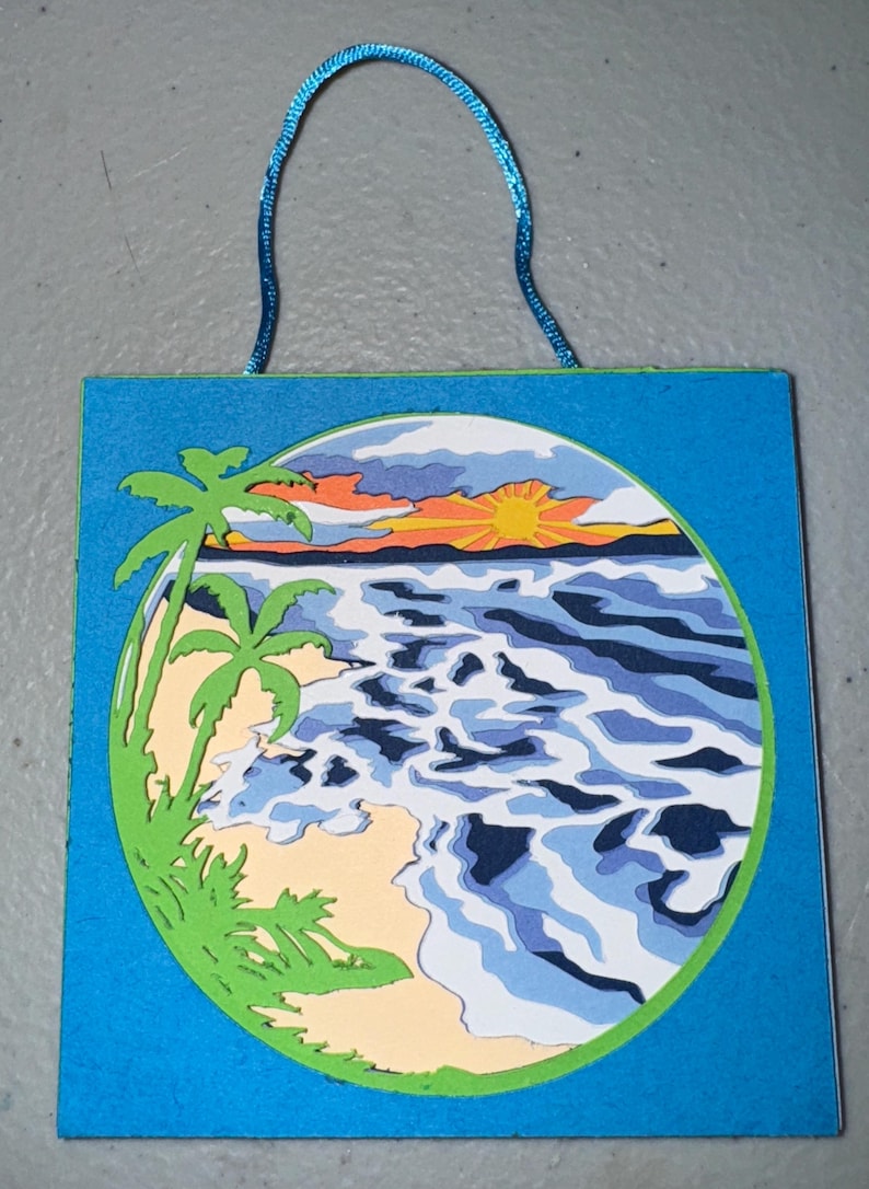 Beach Sunset 3D Layered Cardstock Ornament or Magnet - Etsy