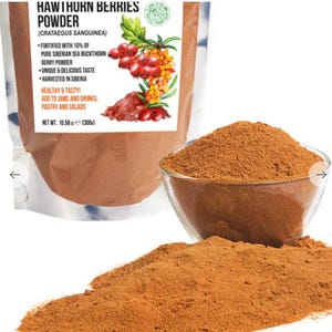Hawthorn Sea Buckthorn Berry Powder - Natural Superfood Healthy Herbal Tea Powder For Baking, Smoothies Or Juices