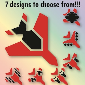 May include: Image features seven decal designs in red and black, with the text "7 designs to choose from!!!" and "Black & Red are the colors shown by default, but you have over 130 colors to choose from!!" The brand name "Danielle's Sweet Decals" is also visible.