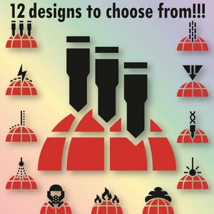 May include: A promotional image for Danielle's Sweet Decals, showcasing 12 decal designs in black and red. The text highlights the availability of over 130 colors. The image features various graphic designs, including lightning bolts, flames, and geometric shapes.