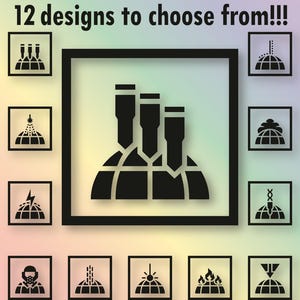 May include: An image showcasing 12 black decal designs, each within a square frame. The text reads "12 designs to choose from!!!" and "Black is the color shown by default, but you have over 130 colors to choose from!!" The brand name "Danielle's Sweet Decals" is at the top.