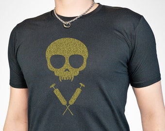 Handmade Glitter vampire shirt skull T shirt  skull shirt | Unisex Halloween shirt goth shirt cyberpunk clothing