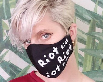 handmade riot grrrl protest mask anarchy punk mask |  gothic mask futuristic clothing  | cloth face mask washable mask