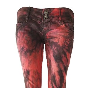 Size M Blood red jeans tie dye jeans punk jeans recycled clothing sustainable clothing image 6
