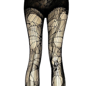 Leggings palmés à tête de mort, lambeaux et collants déchirés | collants tête de mort bas résille collants nu goth collants sorcière | leggings tête de mort