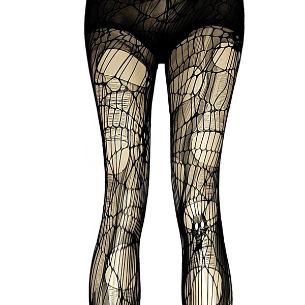 Webbed Totenkopf Leggings n gerissen Strumpfhose | Strumpfhose Fischnetz Strümpfe nu goth Strumpfhose Hexenhose | Totenkopf Leggings