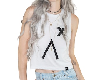 My logo tank top white crop top muscle tank top  | e girl top graphic tee aesthetic top grunge top | alt clothing