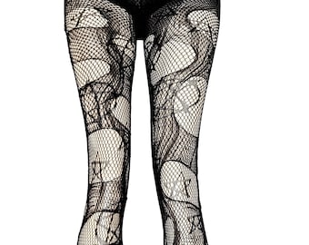 Pentagram gescheurde panty visnet panty gescheurde panty gothic panty | gotische panty's netkousen lingerie visnetleggings noodlijdende panty's