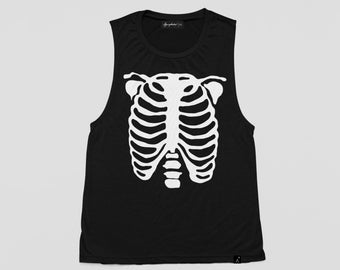 anatomy skeleton rib cage shirt oversize top | aesthetic clothing screen print top Halloween skeleton shirt cyberpunk clothing