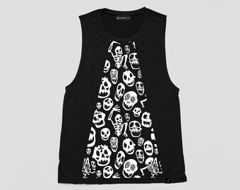 Unisex horror print skull top goth tank top  | skull print biker shirt | skeleton print skeleton tshirt muscle top