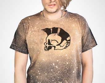 Punk skull cotton t shirt bleached shirt  splatter shirt | punk shirt punk tshirt goth punk tee reverse tie dye