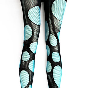Turquoise Fishnet Turquoise Ripped Tights Fishnet Tights Distressed Leggings | Gothic ...