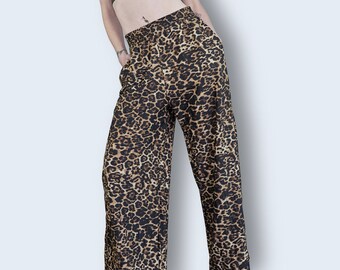 leopard print pants wide leg pants harem pants pajama pants | summer goth pants high waisted pants palazzo pants lounging pants