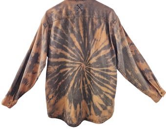 brown jeans tie dye jean shirt vintage levis shirt brown jacket | upcycled denim shirt |  jeans shirt | Upcycled clothing | Size L