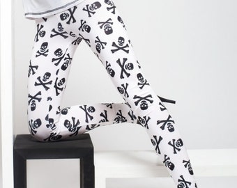 Goth leggings Skull Leggings | skull print gothic leggings printed leggings Halloween leggings | cyberpunk leggings Sample Sale