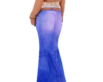 SALE purple denim dip dye maxi denim skirt mermaid skirt jean skirt | boho skirt long skirt Maxi skirt | long denim skirt Size S