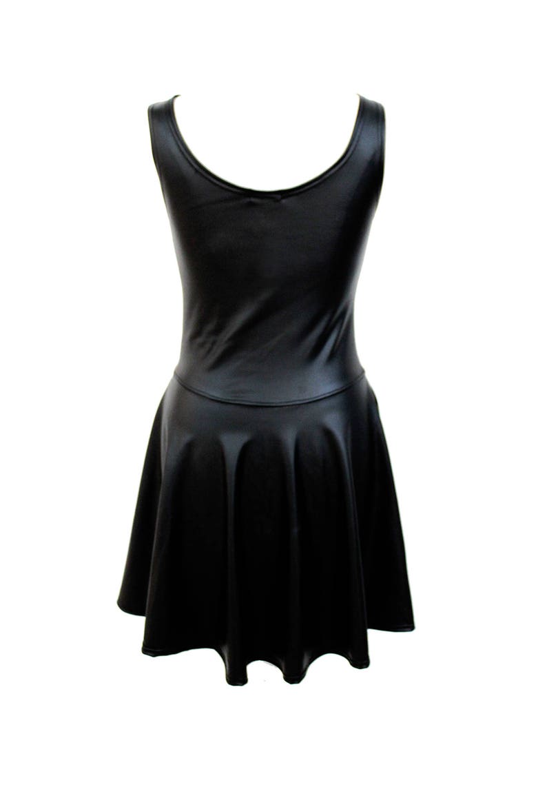 black gothic dress pvc dress faux leather dress black skater image 6