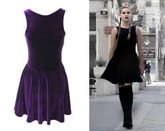 The Calipso Goth dress purple velvet dress | skater dress | gothic velvet dress pastel goth party dress