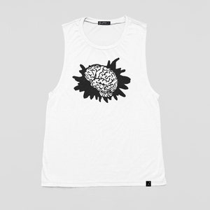 human brain print punk shirt muscle tank horror print goth shirt graphic tee biker shirt punk tank top image 6