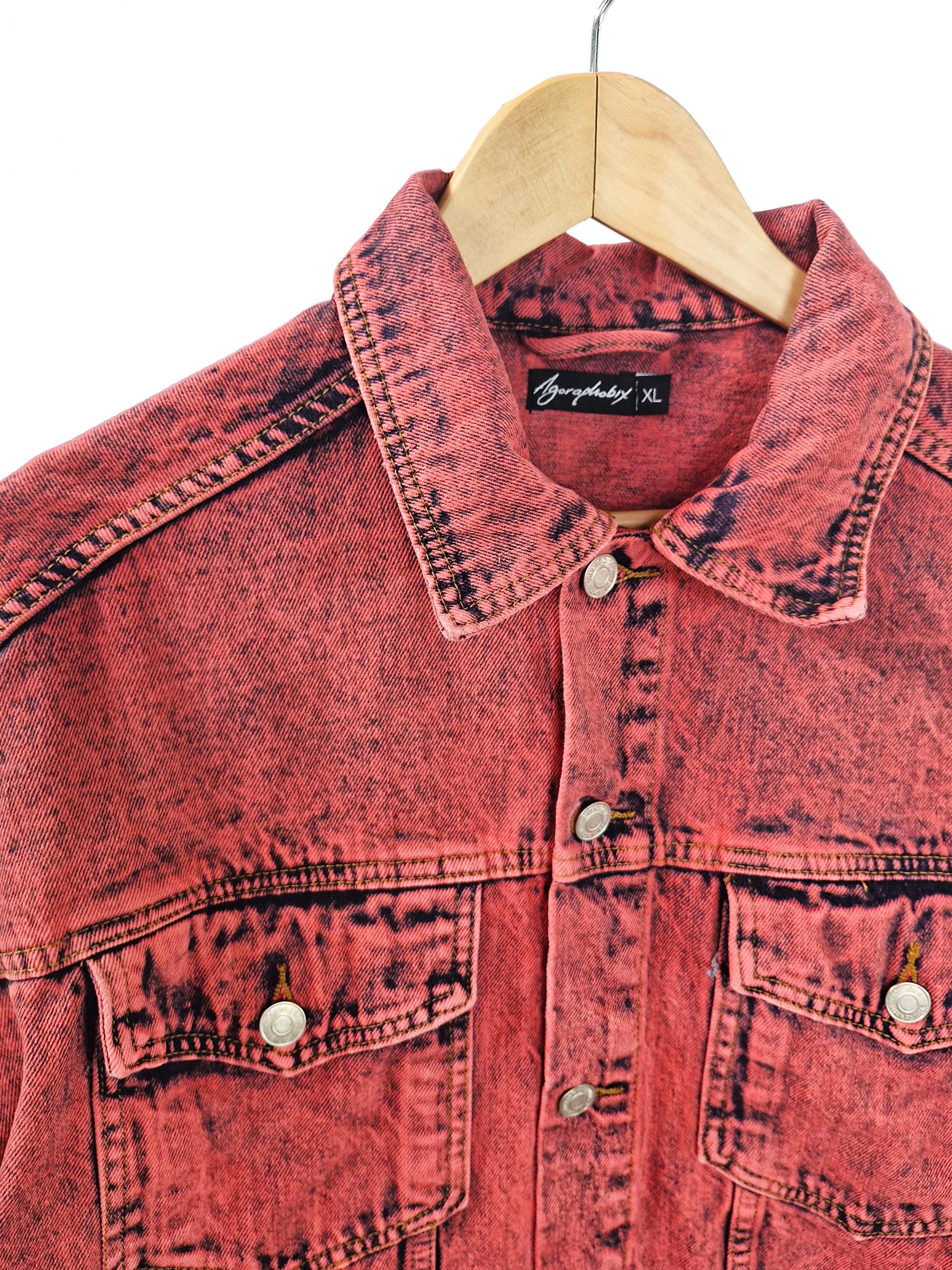 Red Tie Dye Jacket Red Denim Jacket Custom Jean Jacket Red Jeans 