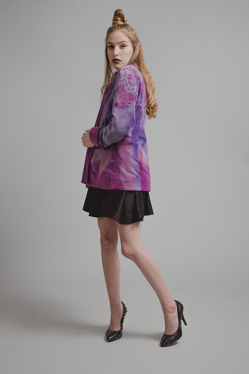 Handmade Purple Velvet Tie Dye Jacket Tie Dye Velvet Blazer Etsy