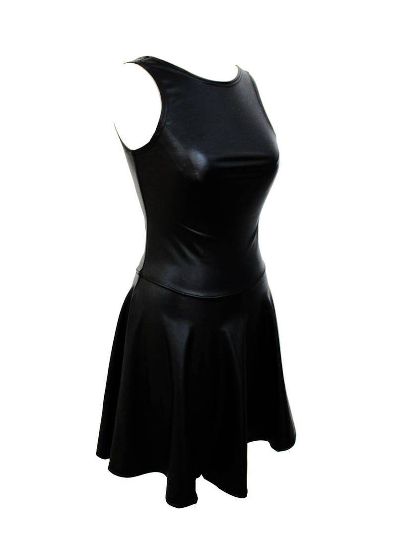 black gothic dress pvc dress faux leather dress black skater image 5