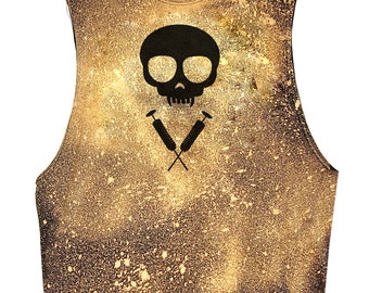 Skull vampire shirt bleached shirt muscle tank top | Halloween shirt skull top rock tank top goth top punk top