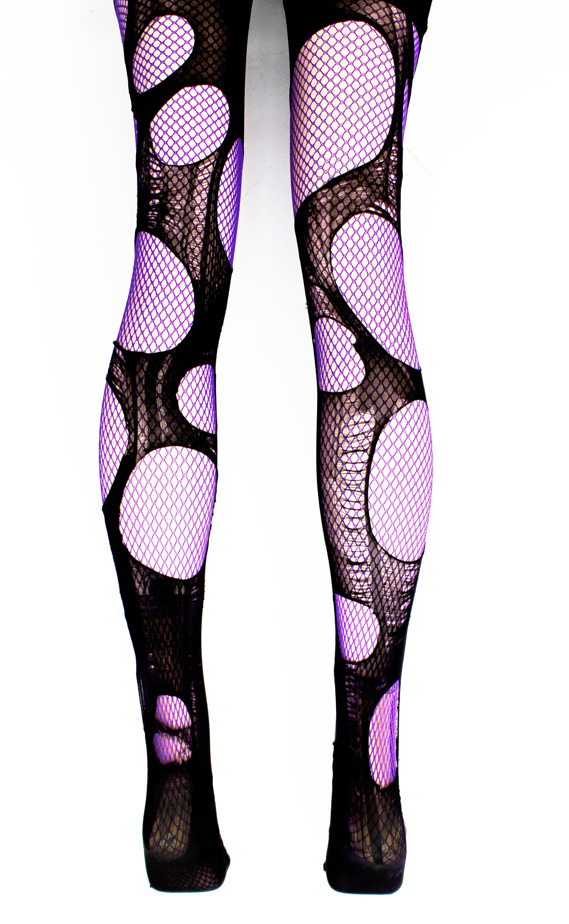 Punk Tights Purple / Black Ripped Tights Tattered & Torn Fishnet Tights Cut  Leggings Gothic Leggings Ripped Leggings Fishnet Leggings -  Canada