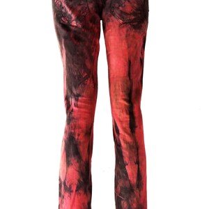 Size M Blood red jeans tie dye jeans punk jeans recycled clothing sustainable clothing image 7