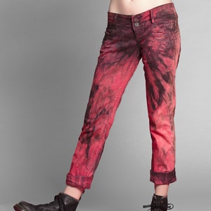 Size M Blood red jeans tie dye jeans punk jeans recycled clothing sustainable clothing image 2