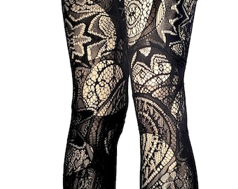 Mandala Fishnet Tights Witchy Lace Leggings Sacred Geometry Festival Tights Dark Boho Goth Alternative Clothing