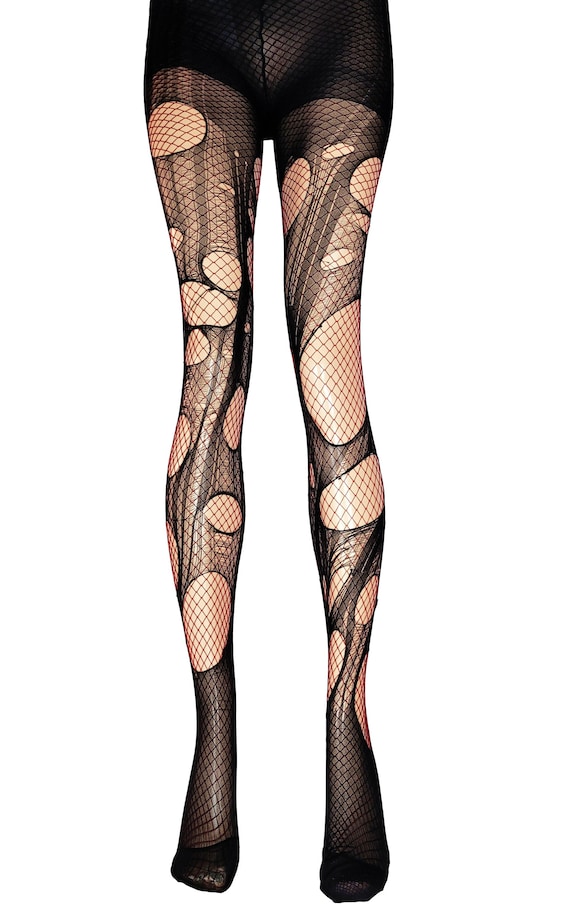 Dark Red and Black Fishnet Tights Fishnet Stockings Punk Tights Nu Goth  Tights Witch Tights Double Layered Tattered & Torn Tights -  Finland