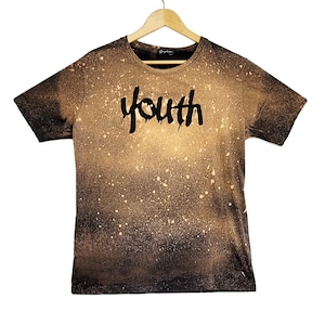 Juventude branqueada camisa lavagem ácida camiseta | Camiseta punk unissex com respingos de tinta corante reversa | camisa punk camisa tie dye grunge roupas